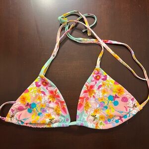 American Eagle Floral Triangle Bikini Top Sz L